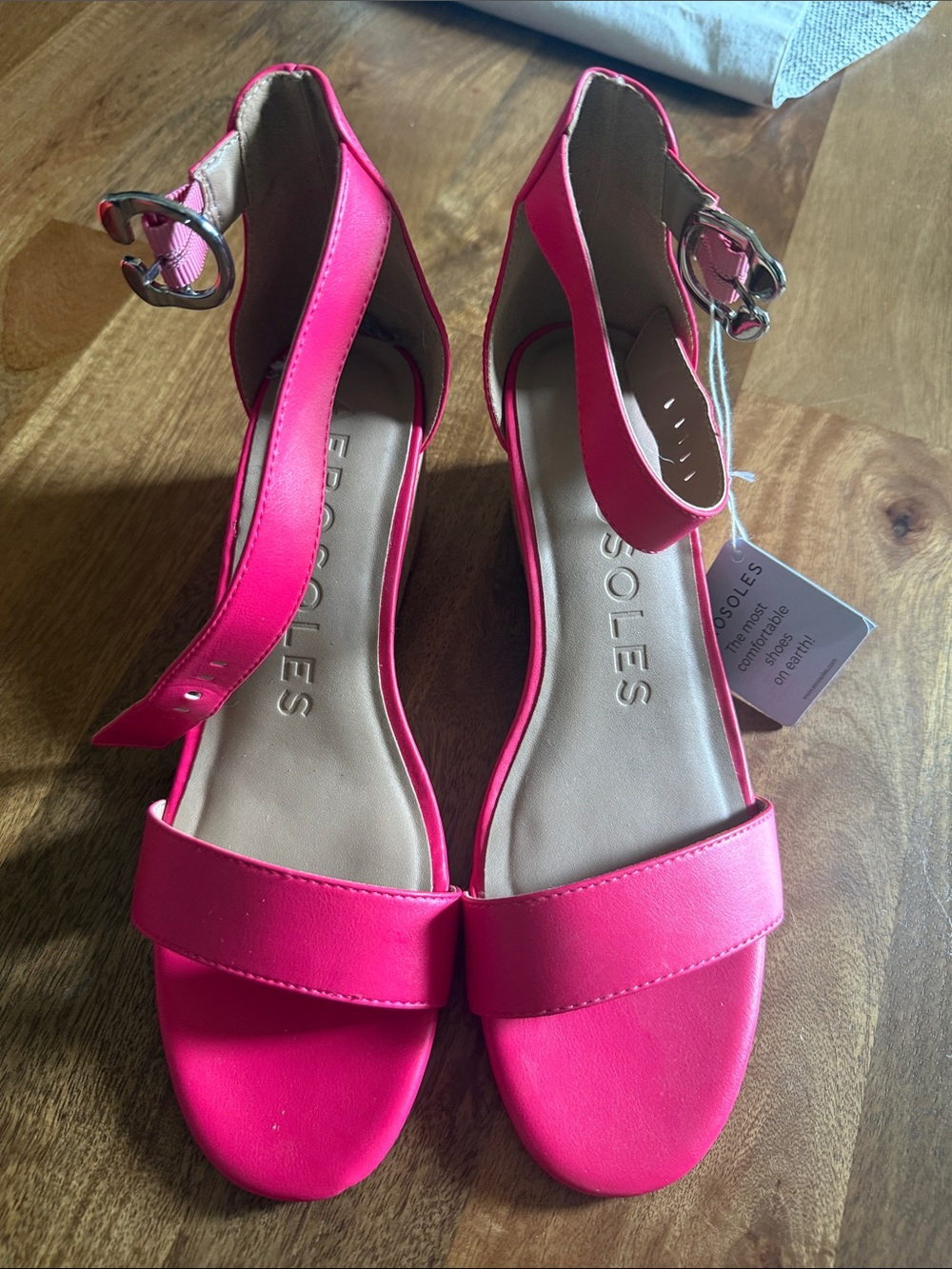 AEROSOLES Bright Pink Ankle-Strap Flat Sandals